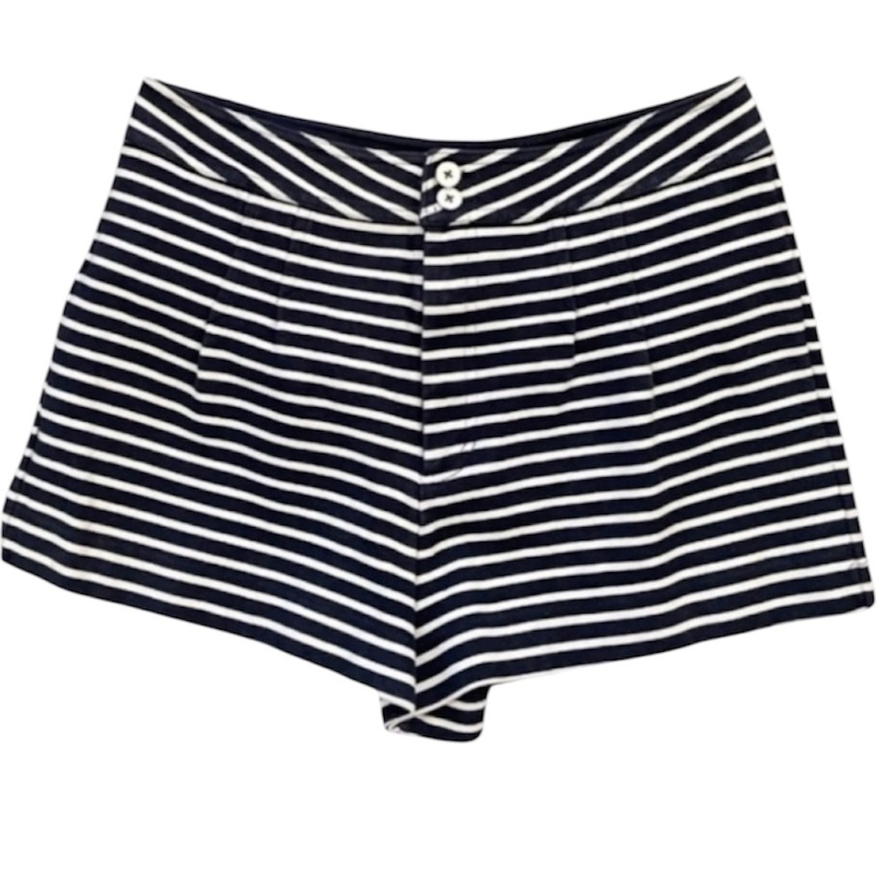 Marc Jacobs Navy Blue & White Striped Nautical High Waisted Shorts Size 10